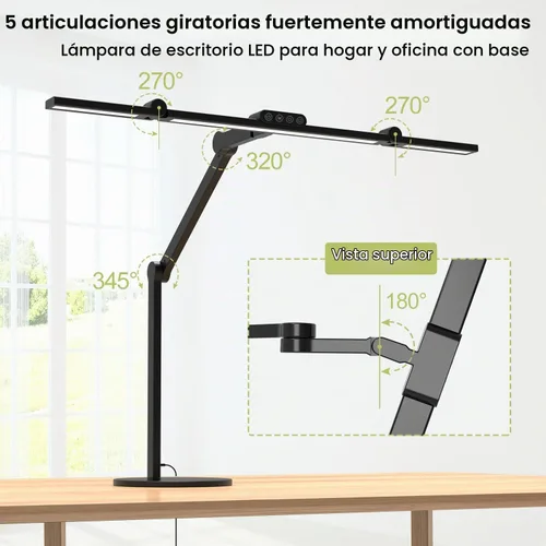 Vista 6 de Micomlan Lámpara de escritorio de arquitecto con control remoto, luz de escritorio LED ajustable para oficina en casa con base, luz de mesa de 24W