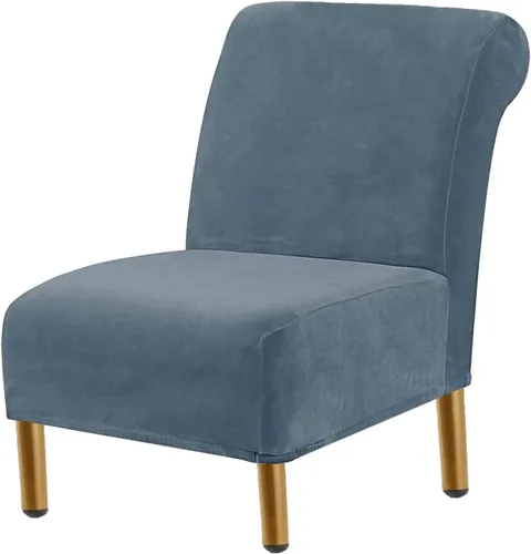 Vista 8 de Funda para silla decorativa sin brazos, de terciopelo elástico, extraíble, lavable, protector moderno de muebles con parte inferior elástica