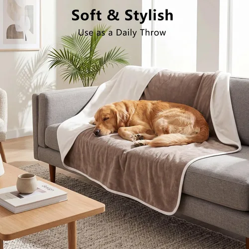 Vista 4 de Manta impermeable para perros pequeños, a prueba de fugas, manta reversible para sofá, cama, protector de muebles lavable a máquina, 25 x 35