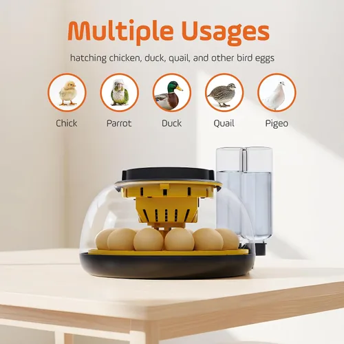 Vista 5 de Incubadoras para incubar huevos con giro automático de huevos y pantalla de humedad, control de temperatura, llenado automático de agua, vela