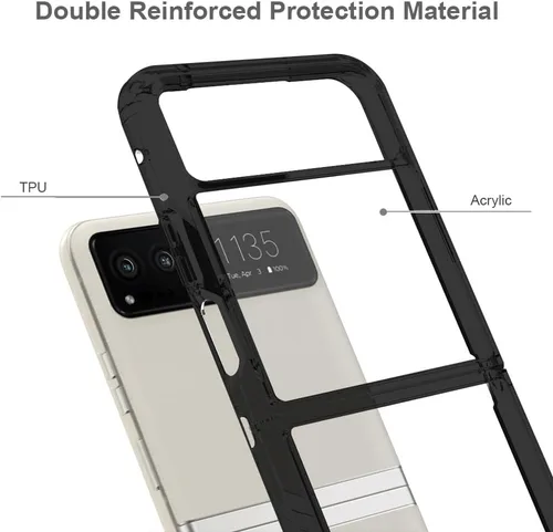 Vista 3 de Funda para Motorola Razr-2023: panel trasero transparente premium + cubierta de parachoques de TPU para Moto Razr 2023 (YKL negro)