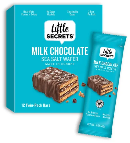 Vista 9 de Little Secrets Obleas Crujientes de Chocolate con Leche 1 Paquete Doble Fabricado en Europa Nada Artificial y Sin Alcoholes de Azúcar Cacao