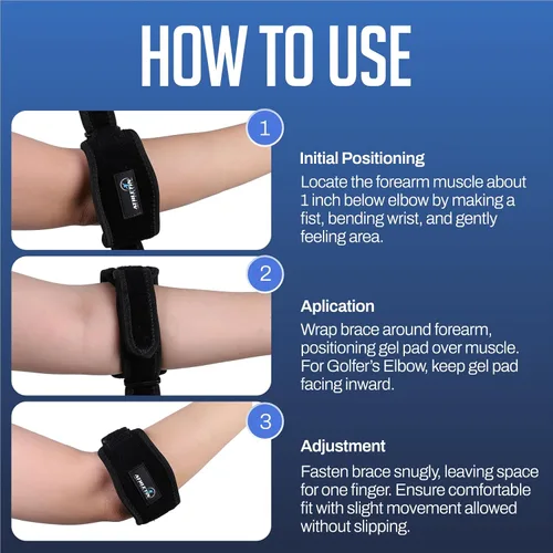 Vista 4 de Correa de apoyo de compresión para codo para tenis, alivio del dolor de codo de golfista, tendinitis, lesiones deportivas, 1 paquete Targeted