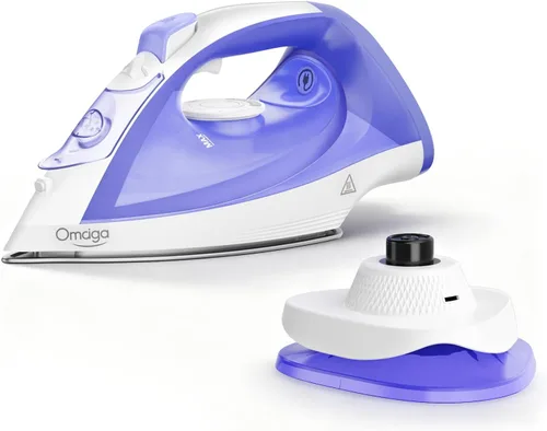 Vista 10 de OMAIGA - Plancha inalámbrica para ropa, plancha de vapor de 1500W con calentamiento rápido, suela de cerámica, apagado automático, autolimpieza