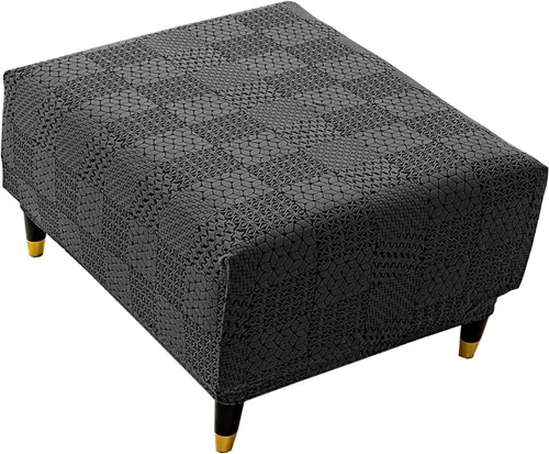 Vista 19 de ADPON Fundas otomanas cuadradas de terciopelo para otomanas, fundas protectoras para reposapiés cuadrados, fundas protectoras para taburetes de Beige