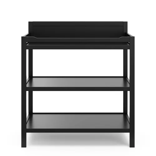 Vista 3 de Storkcraft Cambiador Alpine (negro) – Cambiador de guardería con certificado GREENGUARD Gold, incluye cambiador resistente al agua, 2 estantes