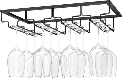 Vista 14 de Nuovoware Estante para copas de vino, soporte para copas de vino, 8 filas, color dorado profundo