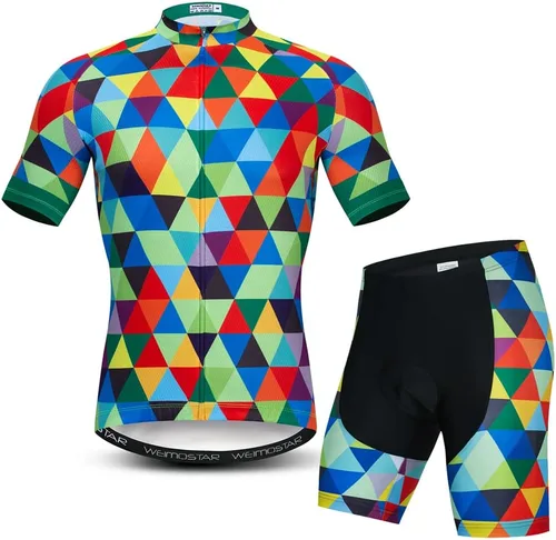 Vista 119 de Weimostar Hombre Ciclismo Jersey Manga Corta Bicicleta Ropa Multicolor Diamante