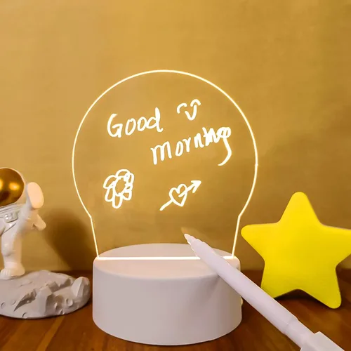 Vista 8 de goq Tablero de notas, luz nocturna LED creativa, tablero de mensajes USB, luz navideña con bolígrafo, regalo para decoración de niños, novia, luz