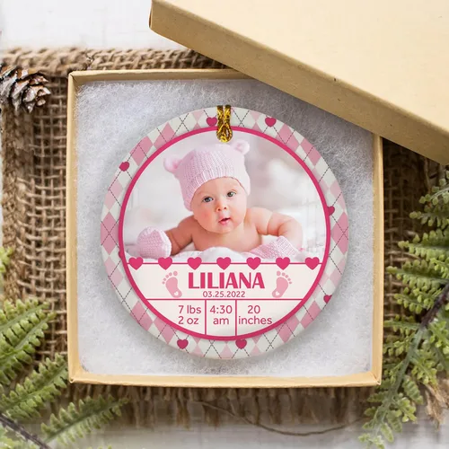 Vista 4 de Adorno de bebé de primera Navidad con foto personalizada, adorno de árbol de Navidad con foto personalizada, adorno de recuerdo de bebé, regalo