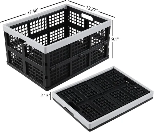 Vista 2 de Inhouse 3 paquetes de cajas plegables de leche de 34 cuartos de galón, caja de almacenamiento plegable de plástico