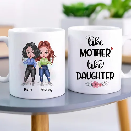 Vista 5 de Gossby Taza personalizada para madre y 1 hija, como madre como hija, regalos para madre, mejores tazas de café para madre, taza personalizada