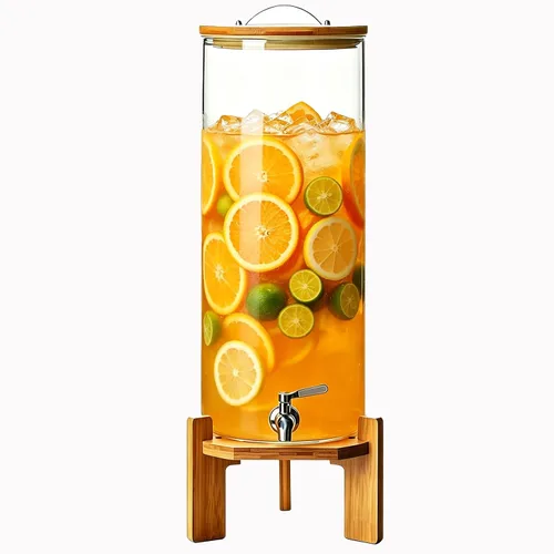 Vista 9 de Dispensador de bebidas, dispensador de bebidas de vidrio de 2.1 galones con soporte, dispensador de agua de vidrio con espita, dispensadores
