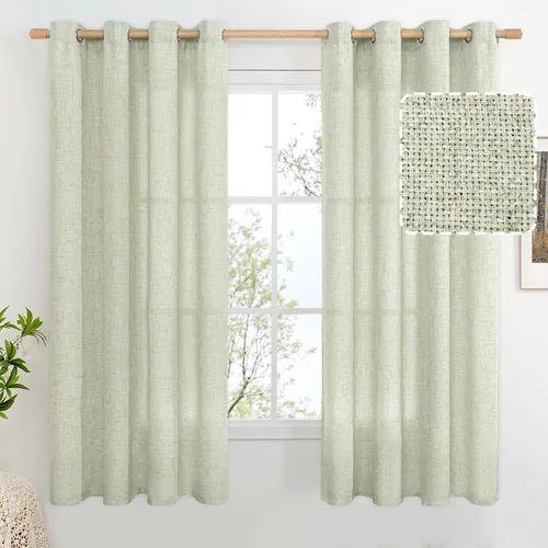 Vista 53 de BGment Cortinas de Lino Beige de 63 Pulgadas de Largo 2 Paneles - Tratamientos para Ventanas con Textura de Arpillera Filtrantes de Luz Cortinas