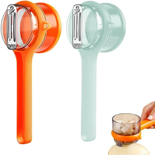 Vista 9 de Cuchillo pelador con caja de almacenamiento, pelador de verduras con contenedor, pelador de verduras multifunción de cocina para niños y adultos