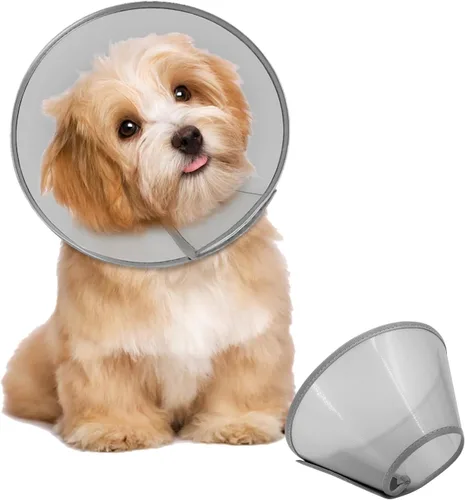 Vista 11 de Supet - Collar de cono para perro ajustable después de la cirugía, collar y cono de recuperación para mascotas cómodo y práctico, para perros