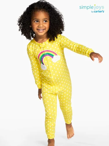 Vista 2 de Simple Joys by Carter's Toddlers and Baby Girls' Snug-Fit Footless Cotton Pajamas, Pack of 3