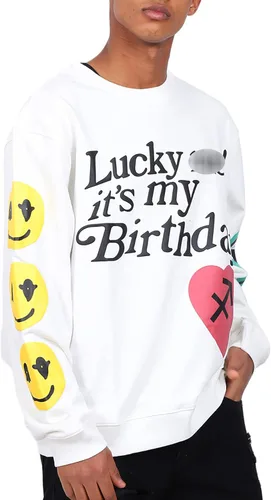 Vista 4 de THE SCOTTS Kanye Lucky Me It's My Birthday - Sudadera con capucha y cuello redondo para hombre