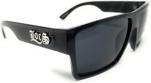 Vista 3 de Locs 91105 Gafas de sol negras Auténtico Gángster Flat Top Lowrider Maddogger Sombras, Negro