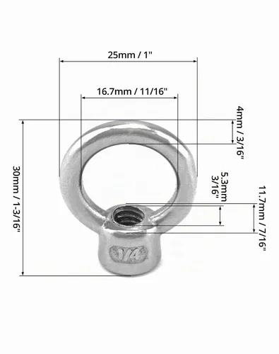 Vista 6 de QWORK Anillo de elevación, 10 unidades, 1/4" UNC, acero inoxidable de grado marino 316 Paquete de 10