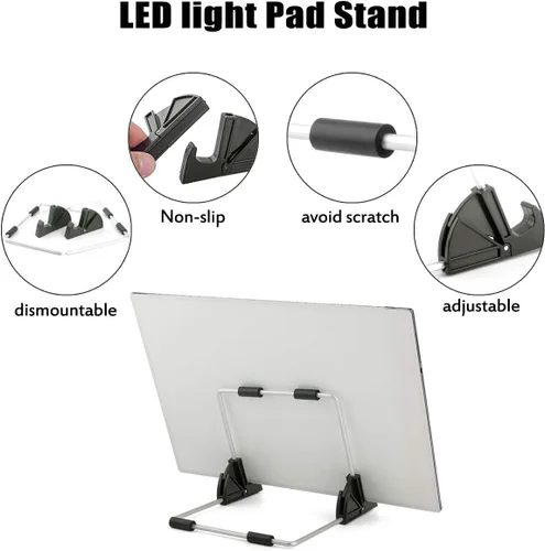Vista 5 de SevenFish Almohadilla de luz LED de pintura de diamante A4, tablero de luz de arte de diamante ultradelgado con brillo ajustable, caja de luz