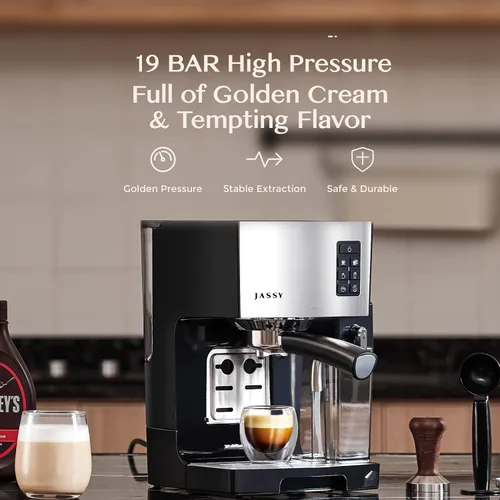 Vista 2 de Espresso Coffee Machine Cappuccino Maker with 19 BAR Pump & Powerful Milk Tank for Home Barista Brewing,Multiple Functions for