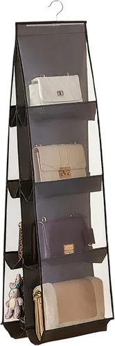 Vista 9 de MURRI&MURRDI Paquete de 2 organizadores de bolsos colgantes para armario, soporte de almacenamiento de bolso con 8 bolsillos de PVC transparente