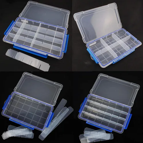 Vista 4 de Kamay's Caja de almacenamiento de plástico XL resistente ajustable con 24 compartimentos con sello de junta tórica, 3 cerraduras gruesas a presión