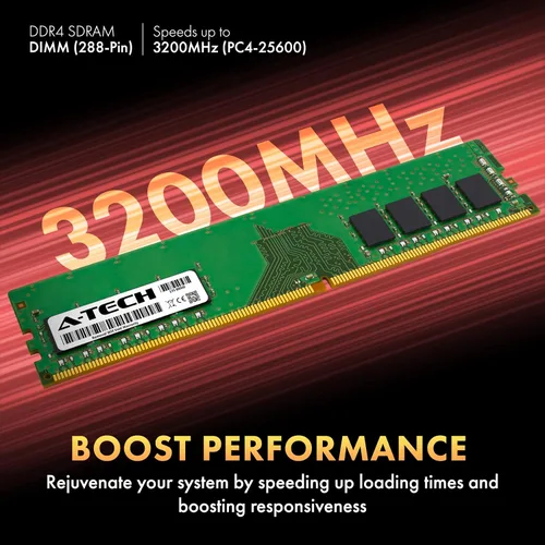 Vista 3 de A-Tech 8GB DDR4 3200 MHz UDIMM PC4-25600 (PC4-3200AA) CL22 DIMM Módulo de Memoria RAM de Escritorio No ECC