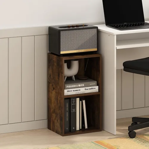 Vista 2 de Furinno PASIR - Estantería de libros de 2 niveles, estantería moderna de 9 x 12 x 21, estanterías abiertas para sala de estar, dormitorio, oficina