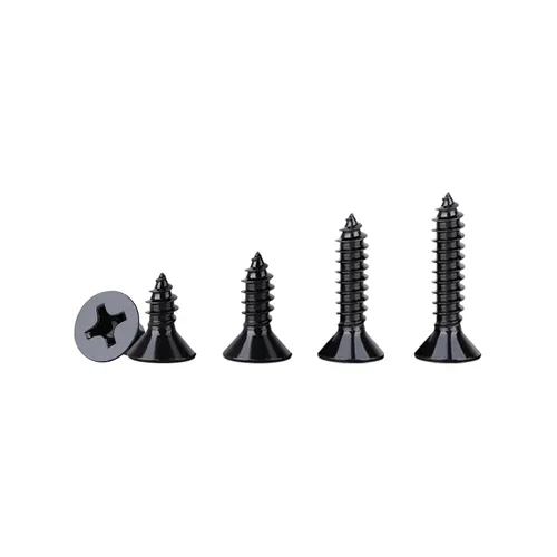 Vista 8 de Kit surtido de tornillos de madera pequeños de cabeza plana #4, 420 piezas, tornillo corto Phillips negro, acero al carbono, montaje de bisagra