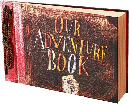 Vista 9 de Álbum de Fotos para Scrapbook, Nuestro Libro de Aventuras, Palabras en Relieve Tapa Dura Película Up Álbum de Recortes de Viaje para Aniversario