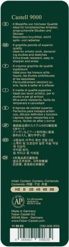 Vista 3 de Faber-Castell - Castell 9000 Set de Lápices Artísticos (Paquete de 6), Verde