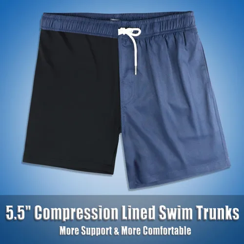 Vista 24 de Traje de baño para hombre con forro de compresión de secado rápido de 5.5 pulgadas con forro tipo bóxer amarillo (1-Yellowstar)