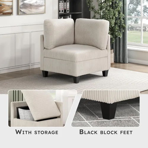 Vista 3 de Lexicon Sofá modular modular para sala de estar, asiento de esquina de pana con almacenamiento, unidades de sofá modular seccional, silla tapizada
