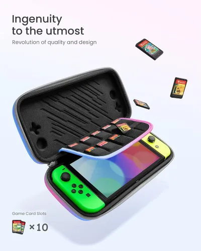 Vista 4 de tomtoc Slim Carrying Case for Nintendo Switch OLED Model, Protective Switch Sleeve with 10 Game Cartridges, Hard Portable Travel Carry Case, with