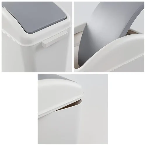Vista 3 de Paquete de 3 cubos de basura de 4.5 galones con tapa abatible, cubo de basura delgado de plástico con parte superior extraíble, cubo de basura
