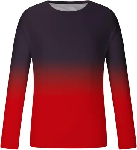 Vista 5 de Muscularfit Camisas de manga larga para hombre, estilo casual, color degradado, sueltas, con gráficos, para otoño, sudaderas atléticas