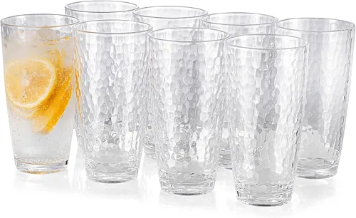 Vista 9 de KOXIN-KARLU Hammered - Vasos de plástico de 26 onzas, juego de 6 vasos acrílicos transparentes