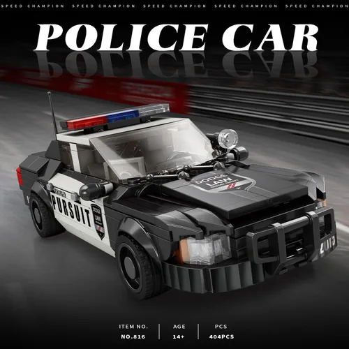 Vista 2 de Kit de bloques de construcción de juguete de coche de policía, compatible con autos Lego, juego de construcción de autos Speed Champions, regalo