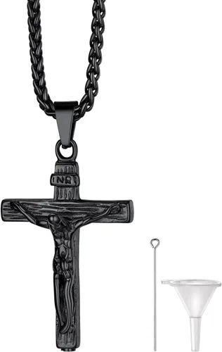 Vista 18 de Richsteel Collares de urna para cenizas para mujeres y hombres, collar con colgante de cremación para cenizas, joyería conmemorativa de acero