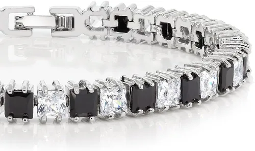 Vista 17 de Gem Stone King Pulsera de tenis clásica de circonita cúbica de corte princesa para mujer