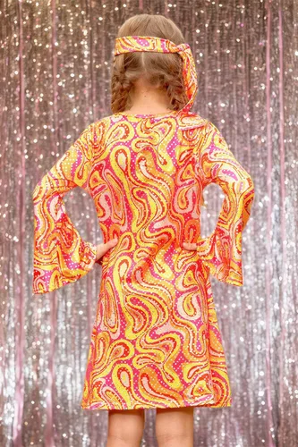 Vista 5 de BesserBay Vestido de baile de lentejuelas con lentejuelas y diadema para niña de los años 70, de 4 a 14 años
