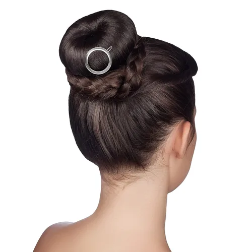 Vista 7 de PAGOW 4 pinzas minimalistas para el cabello para mujer, aros huecos dorados y plateados, círculos redondos, geométricos, de metal, delicados