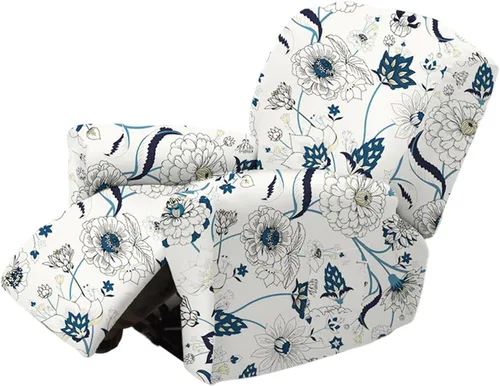 Vista 10 de NILUOH Funda para sillón reclinable, 4 piezas, elástica, estampada, con bolsillo lateral, funda para sofá reclinable, antideslizante, ajustable, 16