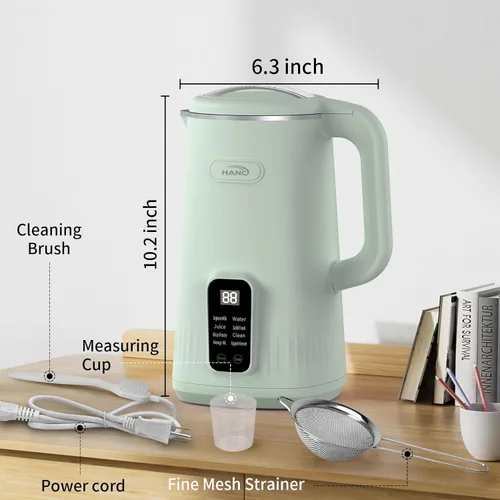 Vista 6 de Máquina para fabricar leche de nueces, 28 onzas, automática 8 en 1 de operación silenciosa, máquina de leche de soja, almendras caseras, coco, jugo