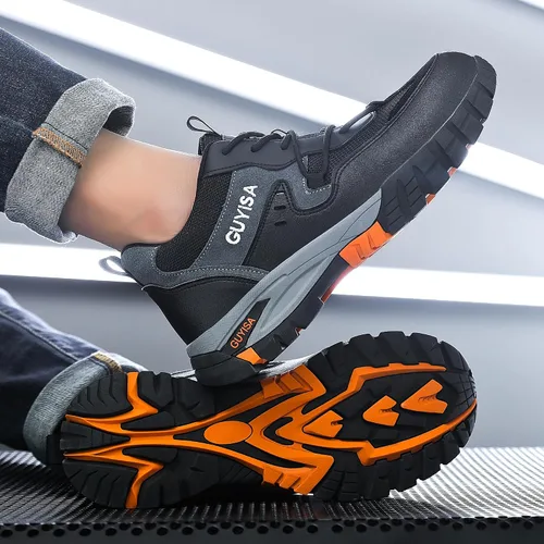 Vista 9 de GLANOUDUN Steel Toe Shoes for Men Outdoor Men's Work Sneakers Comfort Safety Toe Working Shoes for Men Indestructible Industrial Construction Shoes