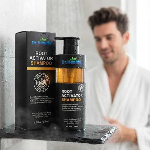 Vista 9 de Champú activador de raíces para hombres, champú para el crecimiento del cabello para pérdida de cabello y adelgazamiento del cabello, sin sulfato