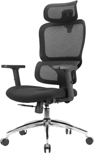 Vista 12 de M59AS Silla ergonómica de oficina, respaldo doble, soporte lumbar Negro
