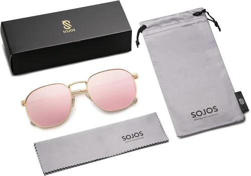 Vista 7 de SOJOS Gafas de sol cuadradas para hombres y mujeres, estilo clásico y retro